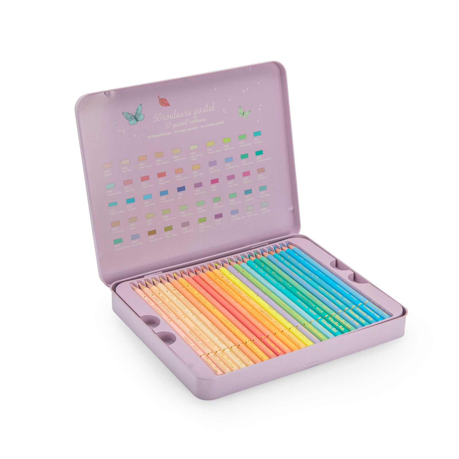 Les Rosalies 50 pastel colouring pencils in tin box - Image 2